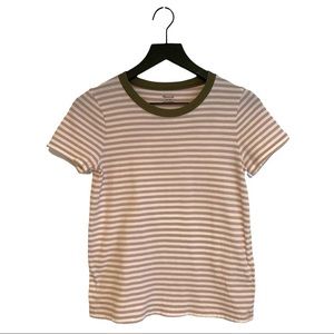 MADEWELL Crew Neck Striped Knit Casual Short Sleeve T-Shirt - SZ XS